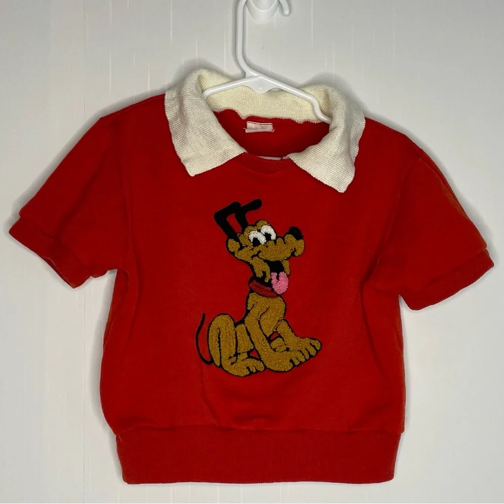Vintage Disney Kids Pluto Sweatshirt Knit Collar Soft Flaws Read Description HTF - Picture 1 of 11